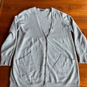 Eileen fisher gray medium wool silk blend long sleeve open cardigan. Knit.